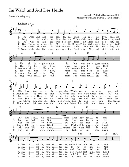 lyrics and music Im Wald und Auf der Heide