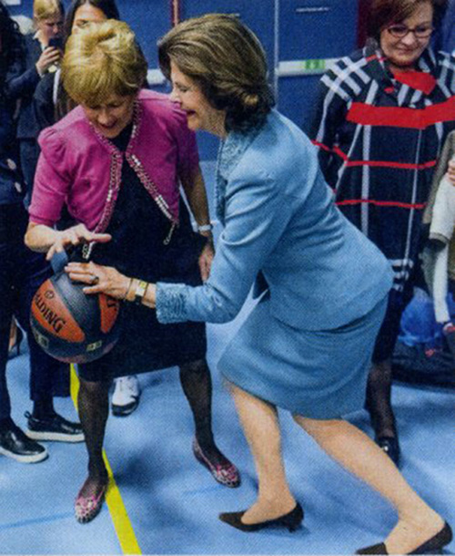 Queen Sylvia playing basketball