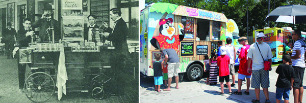 Street food - contrasting historic and modern photographs