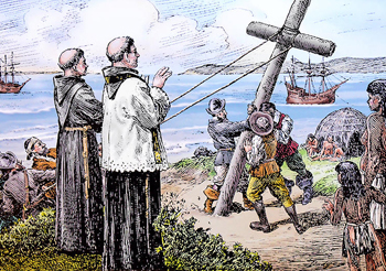 raising the cross at a mission