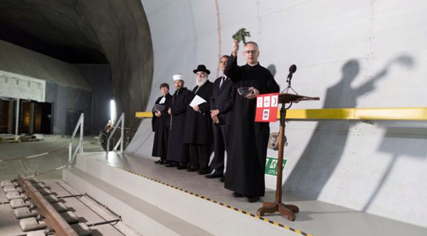 Gotthard tunnel opening blessing