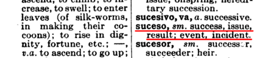 Spanish English dictionary says suceso translates to success