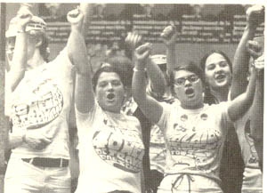 JOC members sing the International Communist anthem, 1974