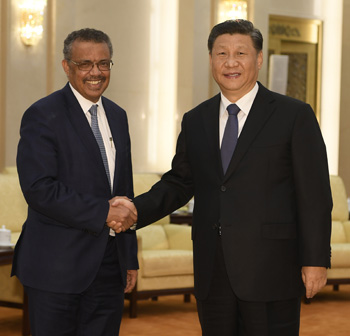 Xi Jinping and Tedros Adhanom Ghebreyesus