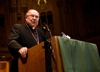 Cardinal Levada addressing the seminarians and staff of St. Patrick's seminary