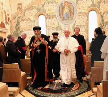 Pope Francis alongside Tawdros II