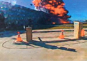 photograph of the plane striking the pentagon