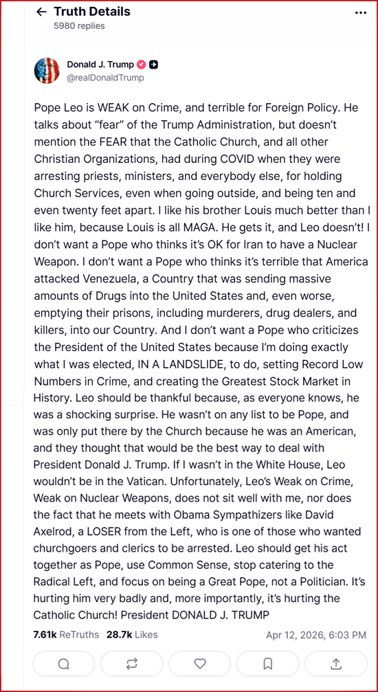 Trump offends the Pope