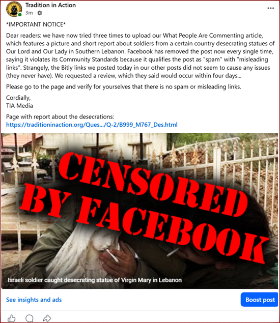 Facebook censures desecrations by Israeli soldiers