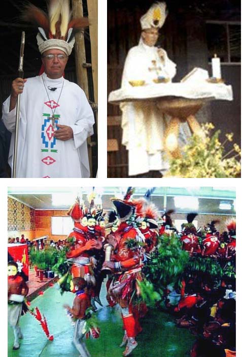 Photos of Bishop Giles and a tribalist dance