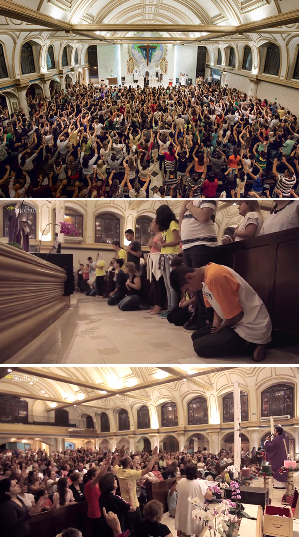 The crowds attending the rock mass