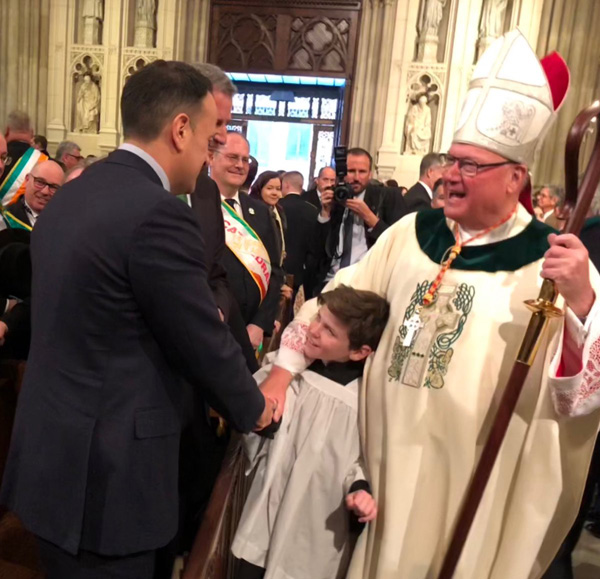 Cardinal Dolan shaking hands with Leo Varadkar 