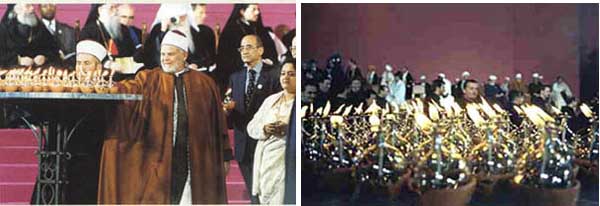 Candles being lit at Assisi 2002